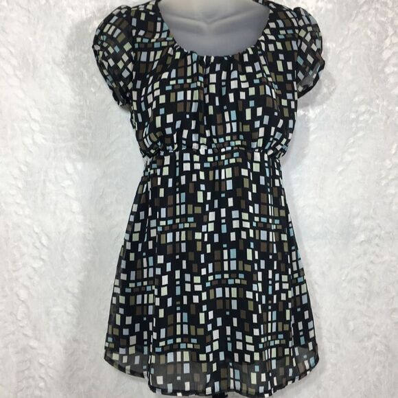 H&M Mama Puff Short Sleeves Abstract Design Maternity Blouse tunic - Picture 3 of 6